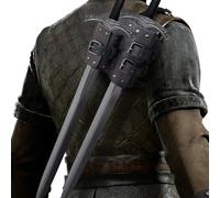 HiiFeuer Épée médiévale en Faux Cuir à Double Dos Grenouille, Holster d'épée Ajustable Mercenary, Étui pour épée de Dos du Moyen-Âge (Marron foncé A)