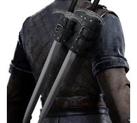 HiiFeuer Épée médiévale en Faux Cuir à Double Dos Grenouille, Holster d'épée Ajustable Mercenary, Étui pour épée de Dos du Moyen-Âge (Noir A)