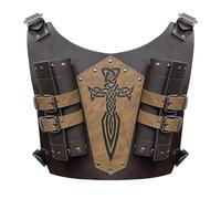 HiiFeuer Épée médiévale en faux cuir embossé à double dos Grenouille, Étui réglable pour épée de chevalier de la Renaissance et de mercenaire (Marron A)