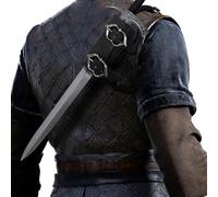 HiiFeuer Grenouille épée médiévale en Faux Cuir à Dos, Holster d'épée réglable Vintage, Étui pour Fourreau d'épée de Dos du Moyen-Âge (Noir A)