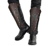 HiiFeuer Guêtres médiévales en faux cuir, Armure de chevalier du Moyen-Âge, Protège-jambes de mercenaire pour costume LARP (Marron foncé C)