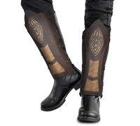 HiiFeuer Guêtres médiévales en faux cuir, Armure de chevalier du Moyen-Âge, Protège-jambes de mercenaire pour costume LARP (Marron B)
