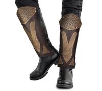 HiiFeuer Guêtres médiévales en faux cuir, Armure de chevalier du Moyen-Âge, Protège-jambes de mercenaire pour costume LARP (Marron C)