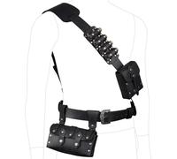 HiiFeuer Kit Accessoires Ceinture Médiévale 7 Pièces - Ensemble Ceinture Tactique Renaissance en Cuir Faux avec Pochette et Porte-Fioles Alchimie pour Cosplay (Noir A)