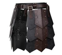 HiiFeuer Large ceinture médiévale en cuir synthétique, armure de cuisse rétro, double face, jupe mercenaire et chevaliers pour GN, Noir B, Medium