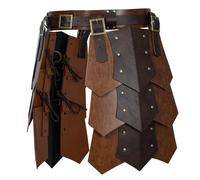 HiiFeuer Large ceinture médiévale en cuir synthétique, armure de cuisse rétro, double face, jupe mercenaire et chevaliers pour GN, Marron B, Medium