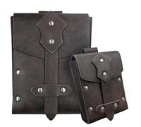 HiiFeuer Lot de 2 pochettes médiévales en similicuir clouté pour ceinture rétro Renaissance, Brun A