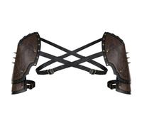 HiiFeuer Pauldron médiéval double pauldron, vintage mercenaire chevalier épaule armure pour LARP/Cosplay Ren Faire, Marron D, Large