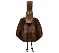 HiiFeuer Pochette médiévale en Faux Cuir avec Cordon de Serrage, Porte-Monnaie Portable du Moyen-Âge, Rivets Belt Pouch Dice Bag for LARP Ren Faire (Marron B)