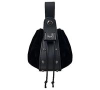 HiiFeuer Pochette médiévale en Faux Cuir avec Cordon de Serrage, Porte-Monnaie Portable du Moyen-Âge, Rivets Belt Pouch Dice Bag for LARP Ren Faire (Noir B)