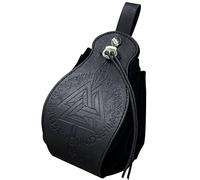 HiiFeuer - Pochette Médiévale en Simili Cuir, Sac Portable à Fermeture Cordon, Pochette Ceinture Vintage, Porte Monnaie et Dice, pour Costume de LARP/Halloween (Gungnir Noir)