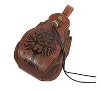 HiiFeuer - Pochette Médiévale en Simili Cuir, Sac Portable à Fermeture Cordon, Pochette Ceinture Vintage, Porte Monnaie et Dice, pour Costume de LARP/Halloween (Phoenix Marron)