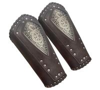 HiiFeuer Protège-bras en simili-cuir avec dragon embossé Viking, Brassard médiéval vintage pour mercenaire, Gantelets de chevalier rétro (Marron foncé A)