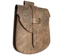 HiiFeuer Sac à Ceinture en Faux Cuir avec Serpents embossés Viking, Pochette de Ceinture Nordique, Sac de Taille Portable médiéval pour Ren Faire (Marron B)