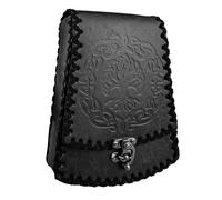 HiiFeuer Sac à Ceinture en Faux Cuir embossé Nordic, Sac de Taille médiéval rétro, Pochette de Ceinture portative à Boucle Vintage pour Ren Faire (Noir B)