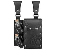 HiiFeuer Sac de Ceinture en Faux Cuir pour alchimie médiévale avec 4 fioles de Potion en liège, Pochette de Taille de Sorcier Fantastique pour Halloween (Noir B)