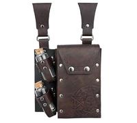 HiiFeuer Sac de Ceinture en Faux Cuir pour alchimie médiévale avec 4 fioles de Potion en liège, Pochette de Taille de Sorcier Fantastique pour Halloween (Marron B)