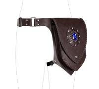 HiiFeuer Sac de Cuisse Médiéval en Fausse Cuir, Sac Banane Jambe Réglable, Poche Latérale Renaissance pour Cosplay (Brun Foncé A)