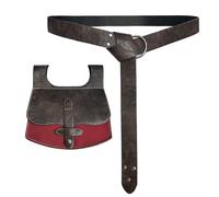 HiiFeuer Sac Médiéval en Faux Cuir Fait Main avec Anneau en O et Ceinture de Chevalier Vintage Renaissance (Marron B)