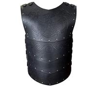 HiiFeuer Viking Casque en Similicuir Gaufré Armure de Poitrine de Hache, Armure en Cuir de Chevalier Médiéval Rétro Pour LARP/Cosplay(Noir B)