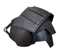 HiiFeuer Viking Faux Leather Single Pauldron Shoulder Armor, Armure d'épaule de chevalier médiéval rétro pour LARP/Cosplay(Marron foncé)