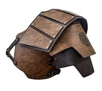 HiiFeuer Viking Faux Leather Single Pauldron Shoulder Armor, Armure d'épaule de chevalier médiéval rétro pour LARP/Cosplay(Marron foncé)