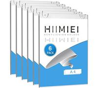 HIIMEI Lot de 6 supports muraux en acrylique A4, cadres publicitaires transparents pour papiers, bonus avec ruban adhésif 3M et vis de montage