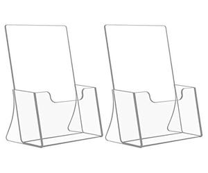 HIIMIEI Lot de 2 Porte-brochures A5 en Acrylique, Présentoir Brochure A5 | Support Flyer A5 Transparent pour Boutique, Bureau, Restaurant, Réception, pamphlets ,dépliants et revues sur comptoir