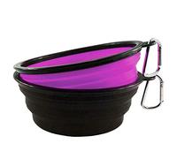 Hiinmay Lot de 2 gamelles de voyage pliables en silicone pour chien - Imperméables - Violet + Noir