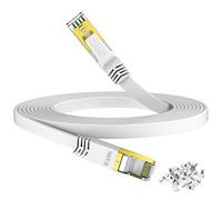 HiiPeak Câble Ethernet Cat 8 20m - Ultra-Rapide 40 Gbps | 2000 MHz - RJ45 Plaqué Or, Cable internet Plat Blanc - Pour PS5/4, Xbox, TV, Routeur, PC, Serveur