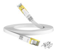 HiiPeak Câble Ethernet Cat 8 5m - Ultra-Rapide 40 Gbps | 2000 MHz - RJ45 Plaqué Or, Cable internet Plat Blanc - Pour PS5/4, Xbox, TV, Routeur, PC, Serveur