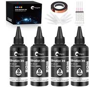Hiipoo Lot de 4 bouteilles rechargeables d'encre par sublimation avec bande chauffante pour imprimantes à jet d'encre ET2400 XP4105 XP4100 ET2720 ET2760 ET2750 ET4800 ET-2800 ET-2803 ET-2850