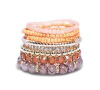 HIIXHC Bracelets de perles bohème pour femme - Bracelets extensibles empilables multicouches bohème superposés bijoux pour meilleure amie, Adjustable, Verre, Pas de gemme