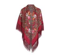 Hijab Femme Musulmane - Femmes Dame Musulmane Folk Impression Personnalisée Gland Carré Écharpe Wrap Châle Écharpe (Rd2 One Size)