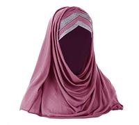 Hijab Foulard à Enfiler Croisé pour Femmes Voile Islamique Foulard Musulman Long en Dentelle Turban Châle Islamique Confortable