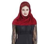 Hijab Foulard à Enfiler Croisé pour Femmes Voile Islamique Foulard Musulman Long en Dentelle Turban Châle Islamique Confortable