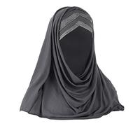 Hijab Foulard à Enfiler Croisé pour Femmes Voile Islamique Foulard Musulman Long en Dentelle Turban Châle Islamique Confortable