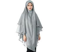 Hijab Foulard à Enfiler pour Femme Musulmane Voilée Léger Respirant Châle Islamique en Mousseline de Soie Voile Enfilable Élégant Écharpe de Tête une Pièce Robe de Prière pour Hajj Ramadan Aïd, Gris