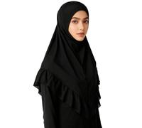 Hijab Foulard pour Femme Musulmane Voilée Hijab Écharpe Prêt à Porter Long Turban Bonnet Musulman Bandana Prière Voile Châle Islamique pour Ramadan Mosquée Aïd, Noir