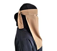 Hijab Niqab Visage Voile Jilbab Abaya Khimar Écharpe Islamique Une Pièce Idéal Mosquée Madrassa Ramadan Aïd Mariage Quotidien, moka, Taille unique