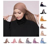 Hijab rétro de couleur unie, écharpe croisée Simple monocouche, élégante, protection solaire d'extérieur, enveloppe de tête extensible 5