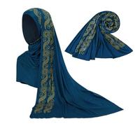 Hijab Scarf pour les femmes 28x67 '' Jersey en polyester Hijab avec des strass faciles à mettre et à enlever le jersey Hijab pour les femmes pour les vêtements quotidiens, la fête, l'église, les acha