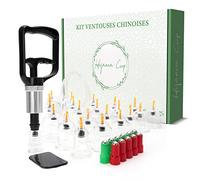 Hijama Cup Kit Ventouse Chinoise 24 pcs avec Pierre de Massage Soulage Douleurs Dos E-book Explicatif en Français