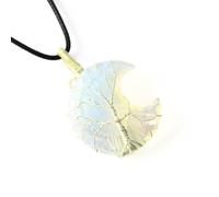 Hijet Pendentif en forme de croissant de lune et arbre de vie en opalite, fil d'argent brut, pierre précieuse brute, spirale, environ 2,5 à 3,8 cm de long