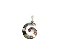 Hijet Pendentif gourmand sept chakras en métal avec pierre d'équilibrage des chakras, bijou unisexe pour homme ou femme (chakra CHOKUREI), Pierre Métal, Citrine Cornaline Jais Grenat Améthyste