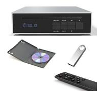 HiJiuAn Lecteur CD Hi-FI pour La Maison, Lecteur CD Bluetooth pour Voiture, Entrée USB/Bluetooth 5.3, Sorties Numériques RCA/3,5 Mm/4,4 Mm Symétriques/optiques/coaxiales, Silver