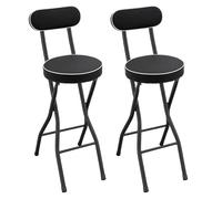 HIJNXG Lot de 2 tabourets de bar pliables avec dossier et fermeture de sécurité - Hauteur : 65 cm - Pour bar, comptoir et extérieur