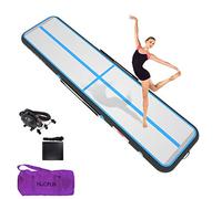 HIJOFUN Air Floor Mat 4M Tapis de Gymnastique Gonflable avec Pompe Pratique et 15cm d'épaisseur Pistes d'acrobatie Piste Gonflable Air Mat pour Gymnaste Tumbling Yoga Taekwondo