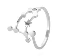 HIJONES 12 Signes Célestes Constellation Bagues Creuses Délicates pour Femmes en Acier Inoxydable Cadeaux Anniversaire Anneaux Ouverts Ajustables Gémeaux D’Argent