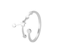 HIJONES 12 Signes Célestes Constellation Bagues Creuses Délicates pour Femmes en Acier Inoxydable Cadeaux Anniversaire Anneaux Ouverts Ajustables Cancer De L’Argent